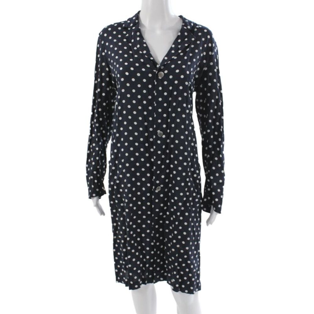 Comme Des Garcons Women Shirt Dress Black Polka Dot Long Sleeve Size M
